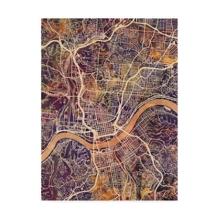 Michael Tompsett 'Cincinnati Ohio City Map Ii' Canvas Art,24x32